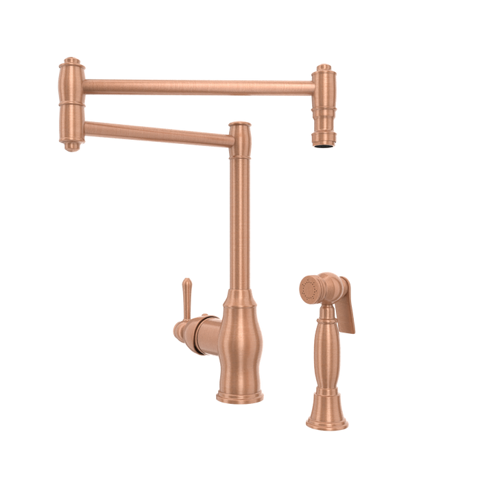 One-Handle Copper Pot Filler Kitchen Faucet with Side Sprayer - AK96918P1