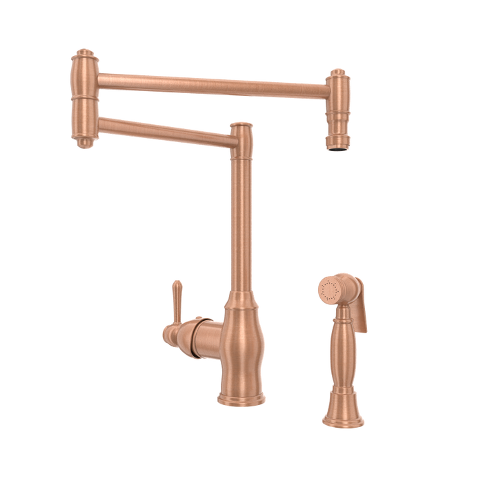 One-Handle Copper Pot Filler Kitchen Faucet with Side Sprayer — AK96918P1-C-48