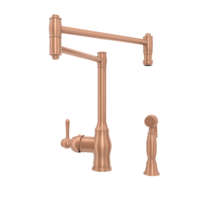 One-Handle Copper Pot Filler Kitchen Faucet with Side Sprayer - AK96918P1