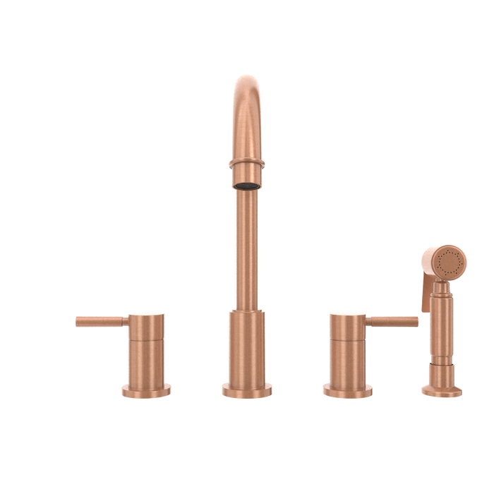 Two-Handles Copper Widespread Kitchen Faucet with Side Sprayer — AK96866-C-48