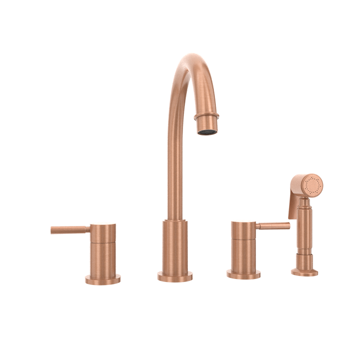 Two-Handles Copper Widespread Kitchen Faucet with Side Sprayer — AK96866-C-48