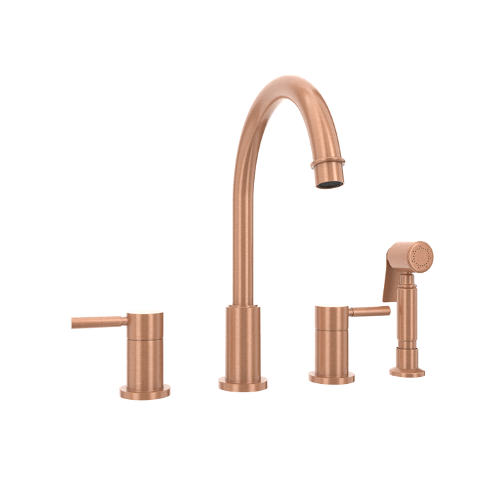 Two-Handles Copper Widespread Kitchen Faucet with Side Sprayer - AK96866