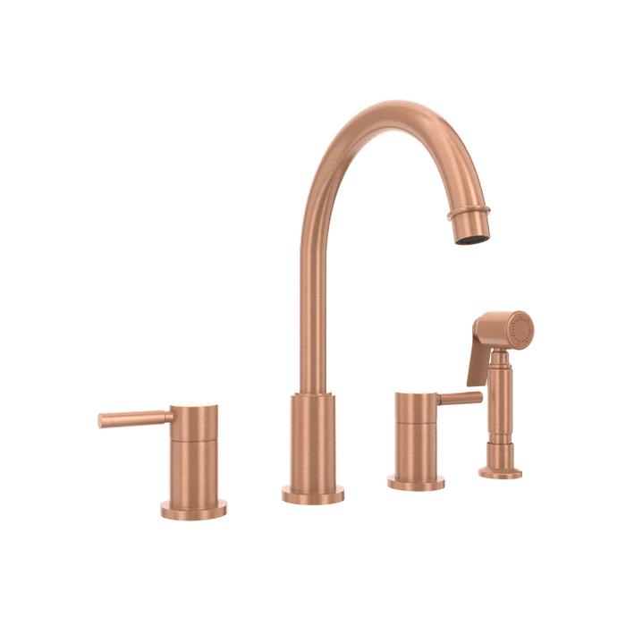 Two-Handles Copper Widespread Kitchen Faucet with Side Sprayer — AK96866-C-48