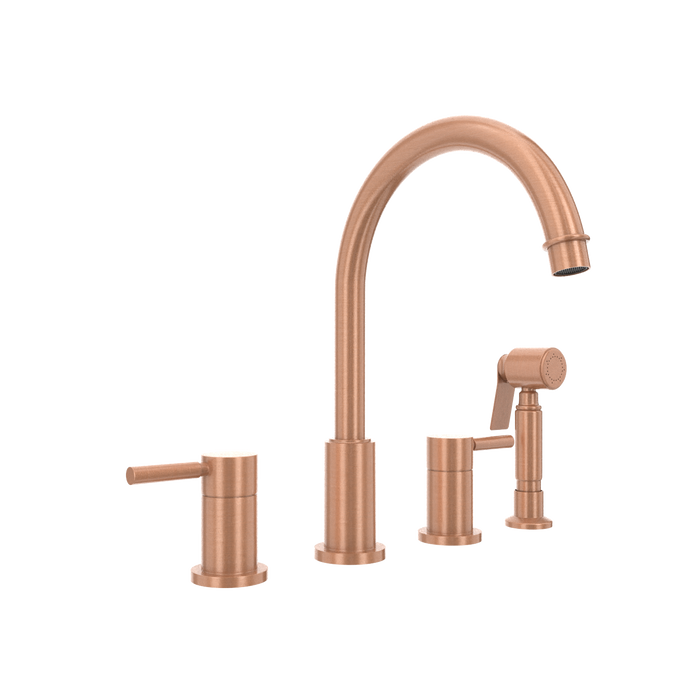 Two-Handles Copper Widespread Kitchen Faucet with Side Sprayer — AK96866-C-48