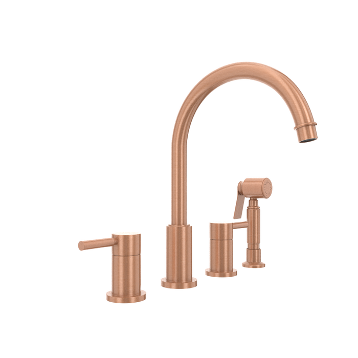 Two-Handles Copper Widespread Kitchen Faucet with Side Sprayer - AK96866