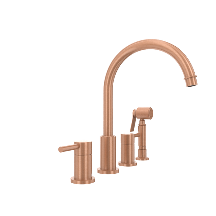 Two-Handles Copper Widespread Kitchen Faucet with Side Sprayer - AK96866