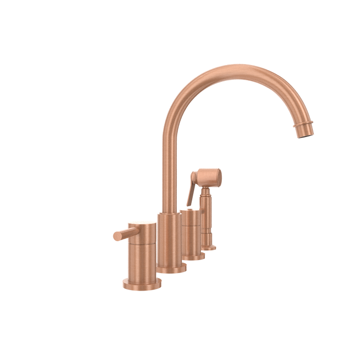 Two-Handles Copper Widespread Kitchen Faucet with Side Sprayer — AK96866-C-48