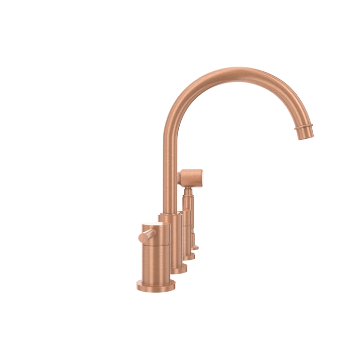 Two-Handles Copper Widespread Kitchen Faucet with Side Sprayer — AK96866-C-48