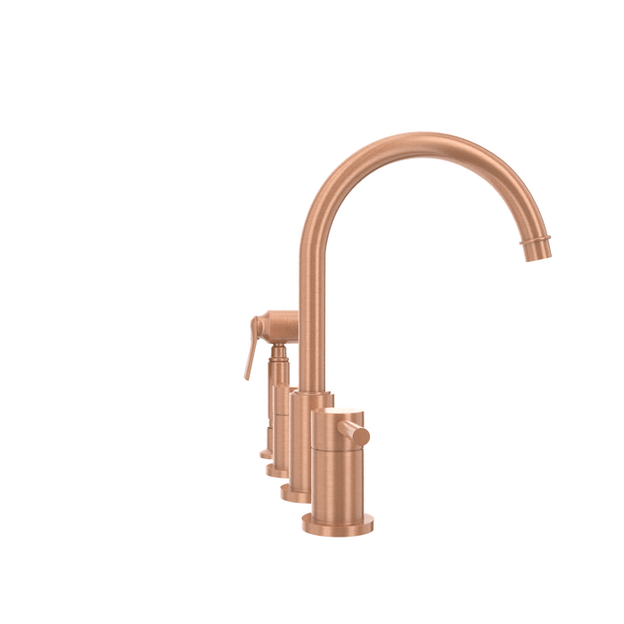 Two-Handles Copper Widespread Kitchen Faucet with Side Sprayer — AK96866-C-48