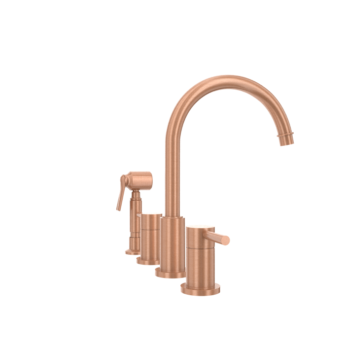 Two-Handles Copper Widespread Kitchen Faucet with Side Sprayer — AK96866-C-48