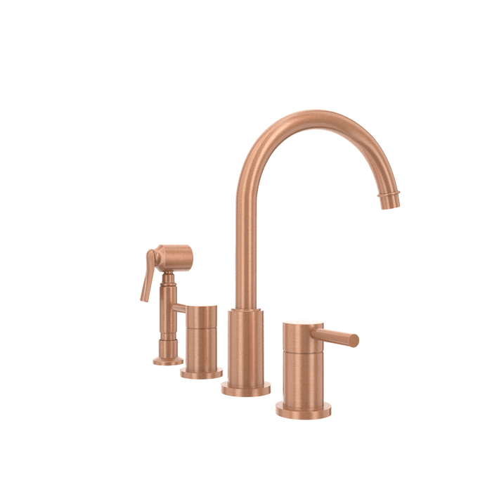 Two-Handles Copper Widespread Kitchen Faucet with Side Sprayer — AK96866-C-48