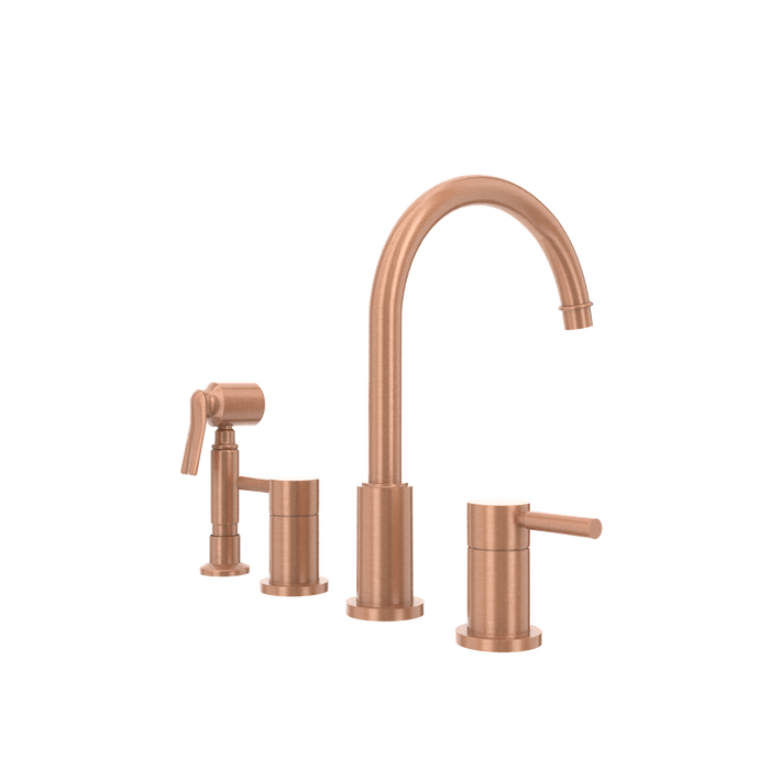 Two-Handles Copper Widespread Kitchen Faucet with Side Sprayer — AK96866-C-48