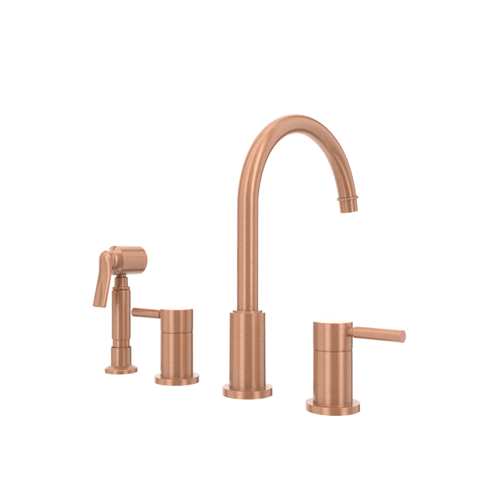 Two-Handles Copper Widespread Kitchen Faucet with Side Sprayer — AK96866-C-48