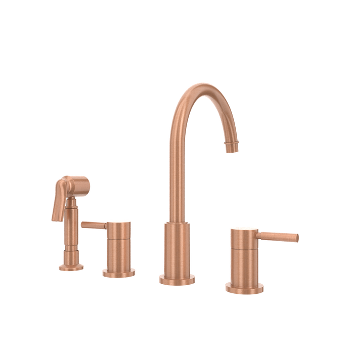 Two-Handles Copper Widespread Kitchen Faucet with Side Sprayer — AK96866-C-48