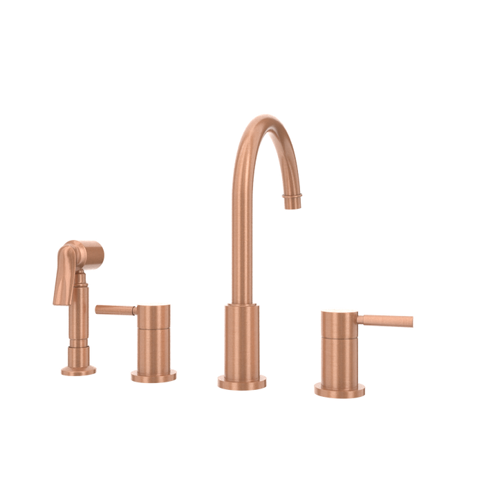 Two-Handles Copper Widespread Kitchen Faucet with Side Sprayer — AK96866-C-48