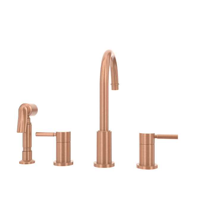 Two-Handles Copper Widespread Kitchen Faucet with Side Sprayer - AK96866