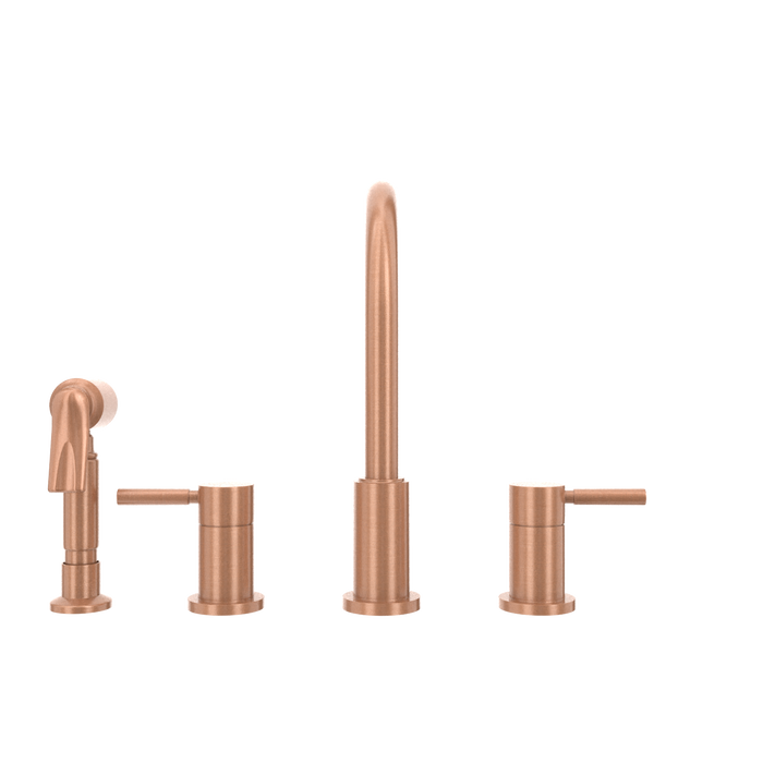 Two-Handles Copper Widespread Kitchen Faucet with Side Sprayer — AK96866-C-48
