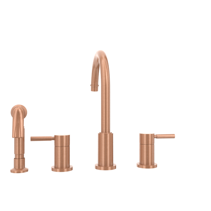 Two-Handles Copper Widespread Kitchen Faucet with Side Sprayer — AK96866-C-48