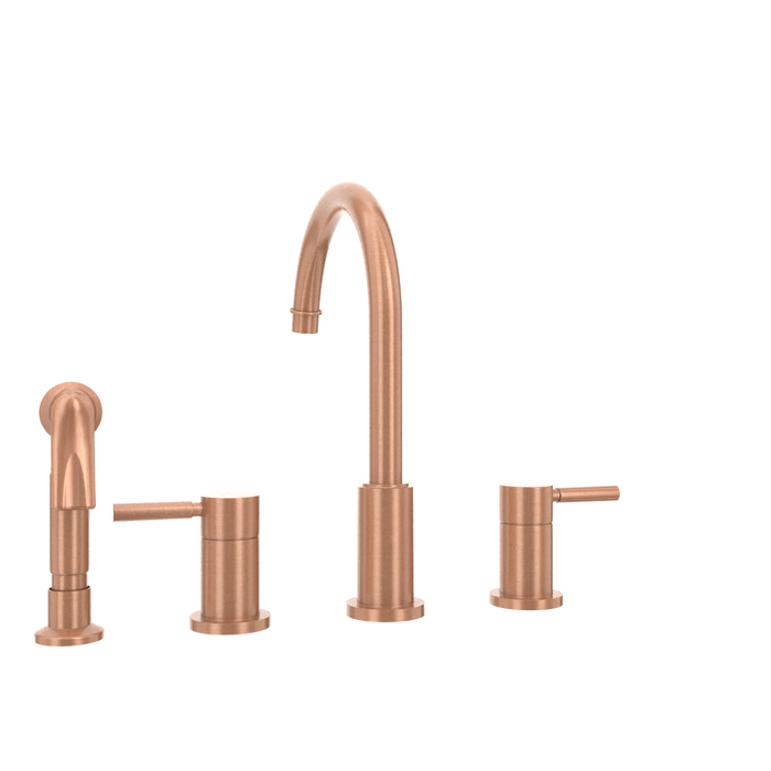 Two-Handles Copper Widespread Kitchen Faucet with Side Sprayer — AK96866-C-48