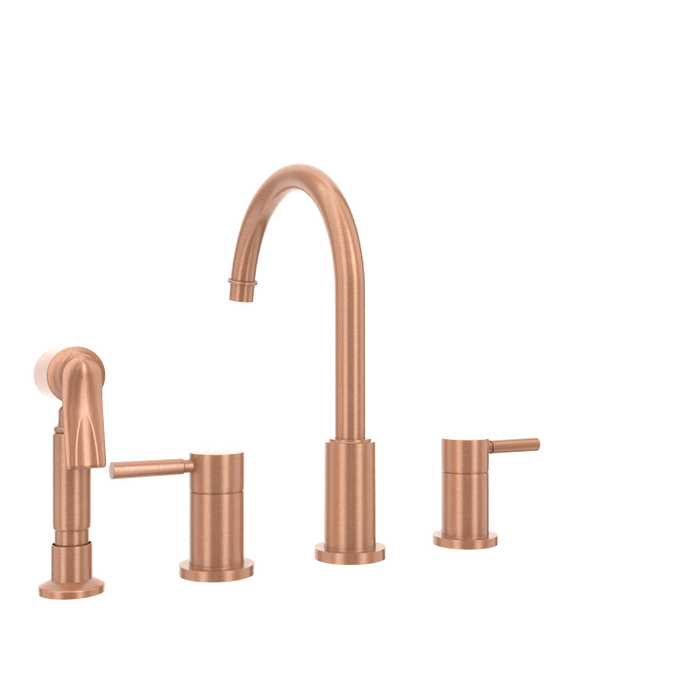 Two-Handles Copper Widespread Kitchen Faucet with Side Sprayer — AK96866-C-48