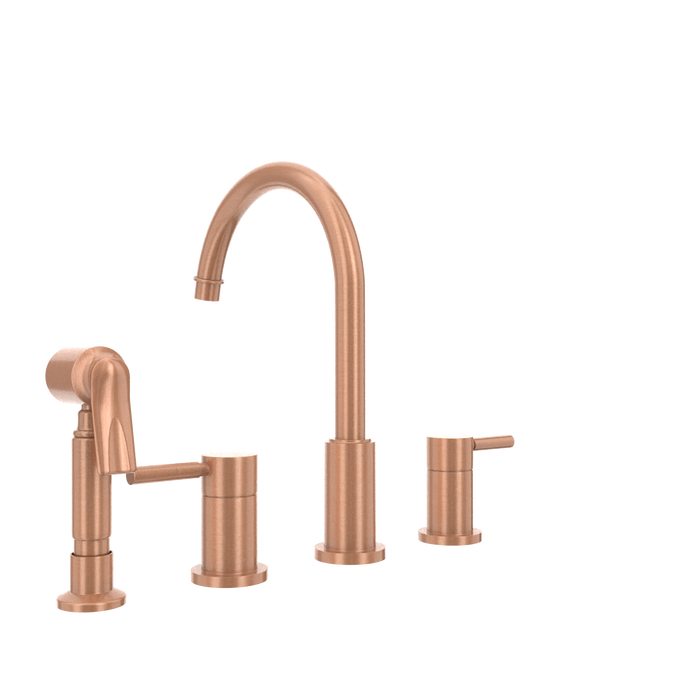 Two-Handles Copper Widespread Kitchen Faucet with Side Sprayer — AK96866-C-48