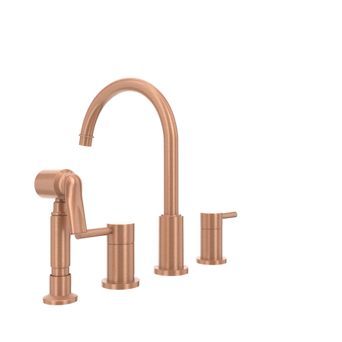 Two-Handles Copper Widespread Kitchen Faucet with Side Sprayer — AK96866-C-48
