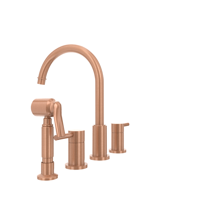Two-Handles Copper Widespread Kitchen Faucet with Side Sprayer — AK96866-C-48
