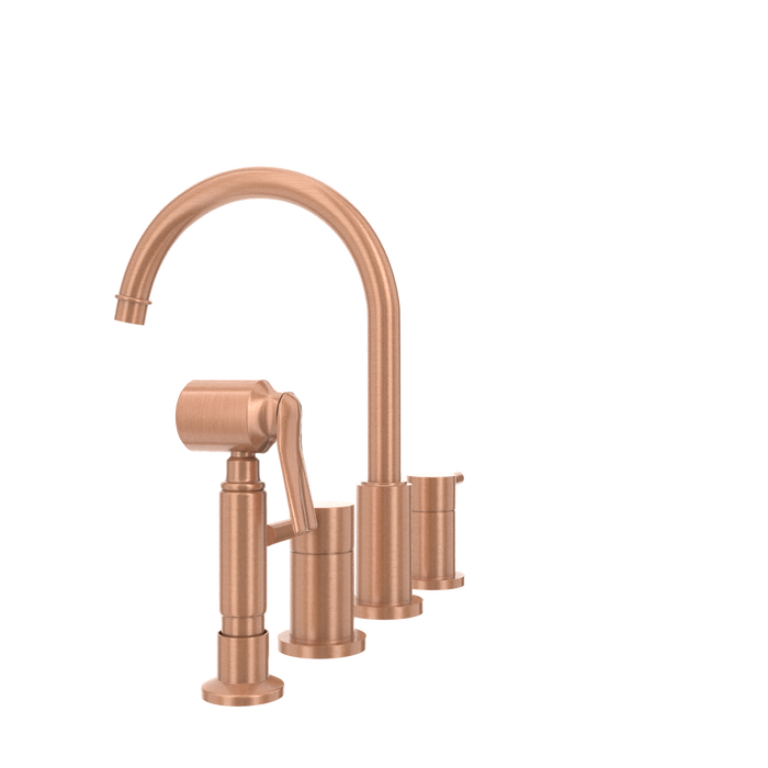 Two-Handles Copper Widespread Kitchen Faucet with Side Sprayer — AK96866-C-48