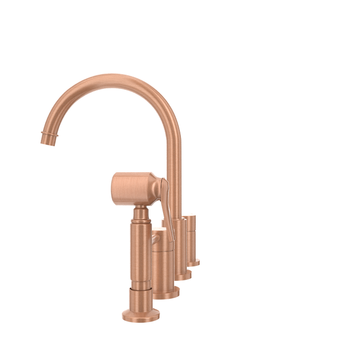 Two-Handles Copper Widespread Kitchen Faucet with Side Sprayer — AK96866-C-48