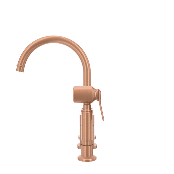 Two-Handles Copper Widespread Kitchen Faucet with Side Sprayer — AK96866-C-48