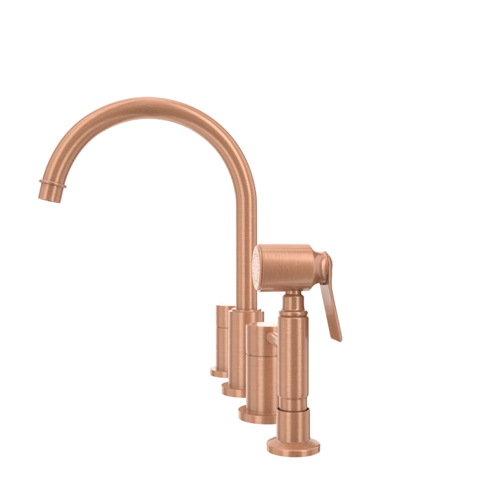 Two-Handles Copper Widespread Kitchen Faucet with Side Sprayer — AK96866-C-48