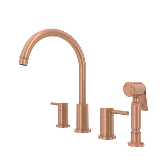 Two-Handles Copper Widespread Kitchen Faucet with Side Sprayer — AK96866-C-48