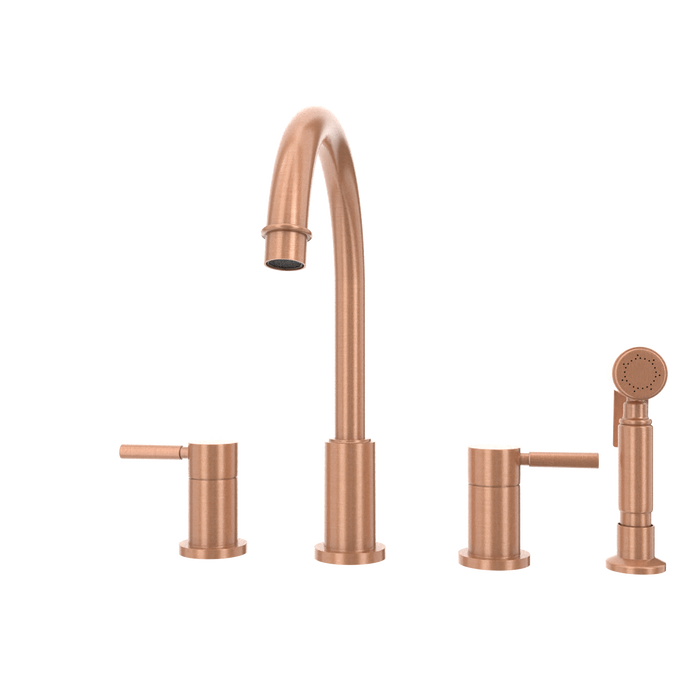 Two-Handles Copper Widespread Kitchen Faucet with Side Sprayer — AK96866-C-48
