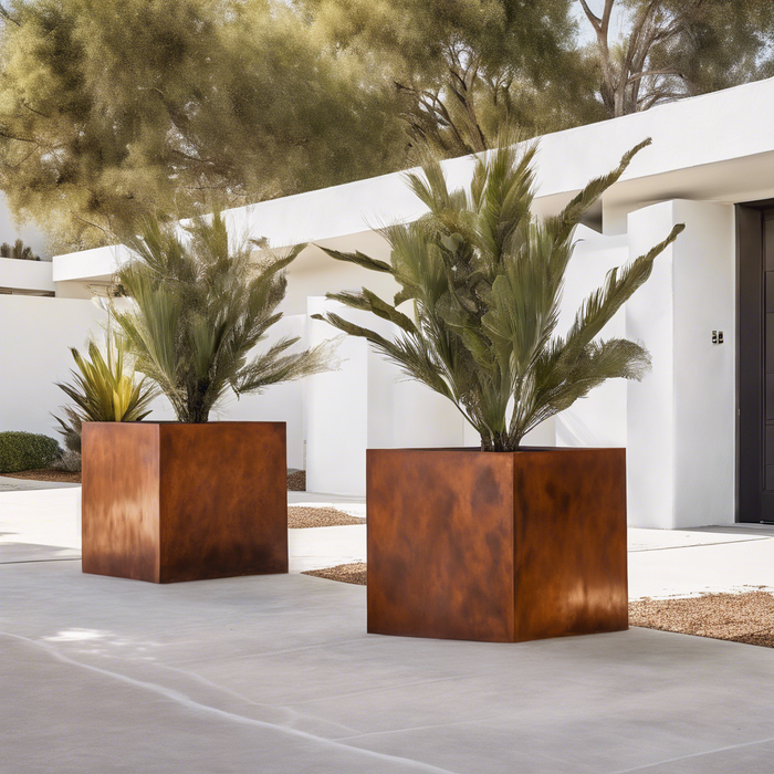 Corten Steel Cube Planters - FREE SHIPPING!