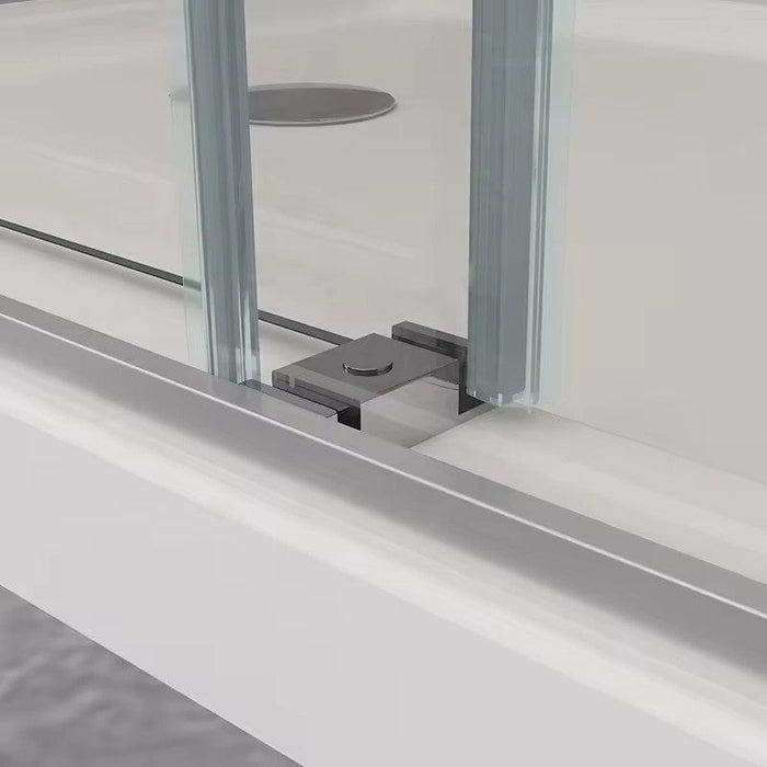 60''W X 76'' H Double Sliding Frameless Shower Door with Clear Glass