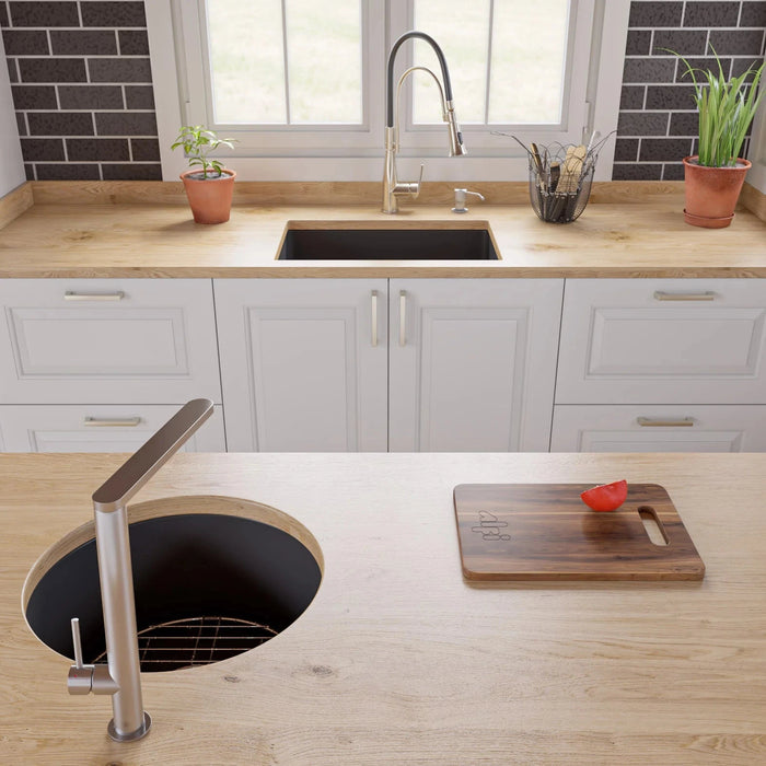 ALFI brand Kitchen Faucet with Black Rubber Stem ABKF3001