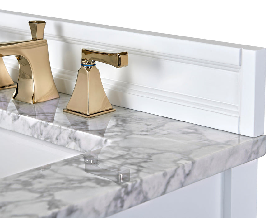 Adeline Bathroom Vanity with Farmhouse Sink and Carrara White Marble Top Cabinet Set