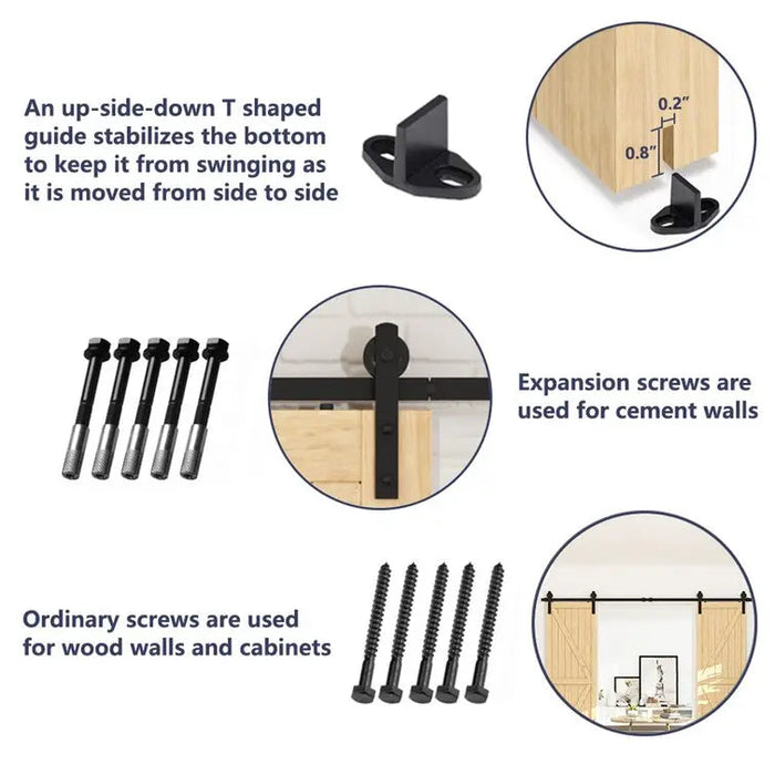 Barn Door Track Kit for Double Door (No Door)