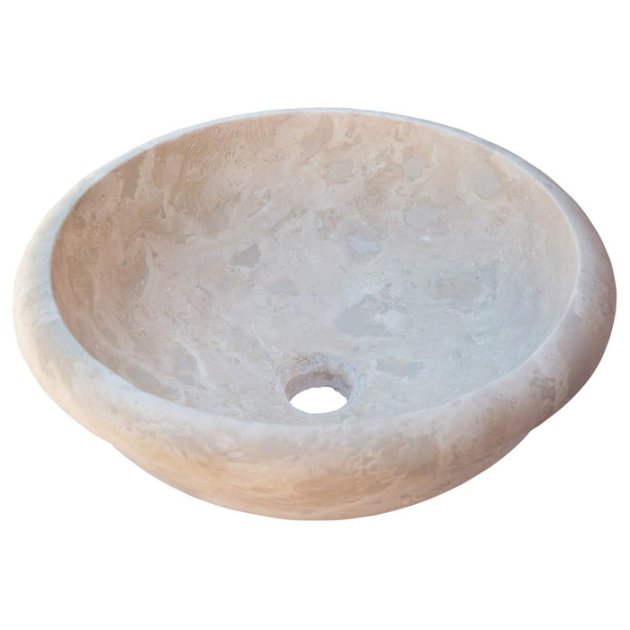 Beige Travertine Natural Stone Drop-in Bathroom Sink Honed and Filled NTRSTC03