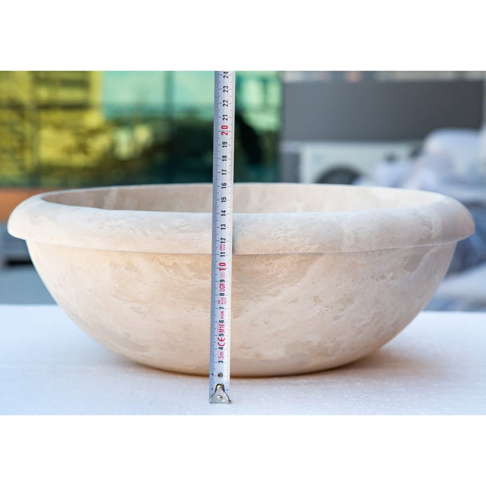 Beige Travertine Natural Stone Drop-in Bathroom Sink Honed and Filled NTRSTC03