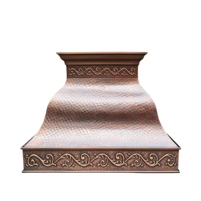 Triple Bell Shape Classic Scroll Copper Range Hood