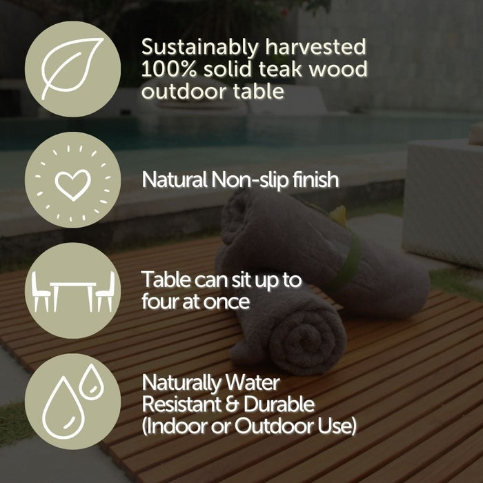 Telluride 4-Person Natural Teak Outdoor Square Dining Table 39"