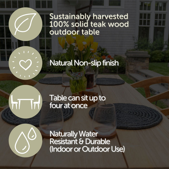 Ubud Natural Teak 4-6 Person Indoor or Outdoor Dining Table - 79"