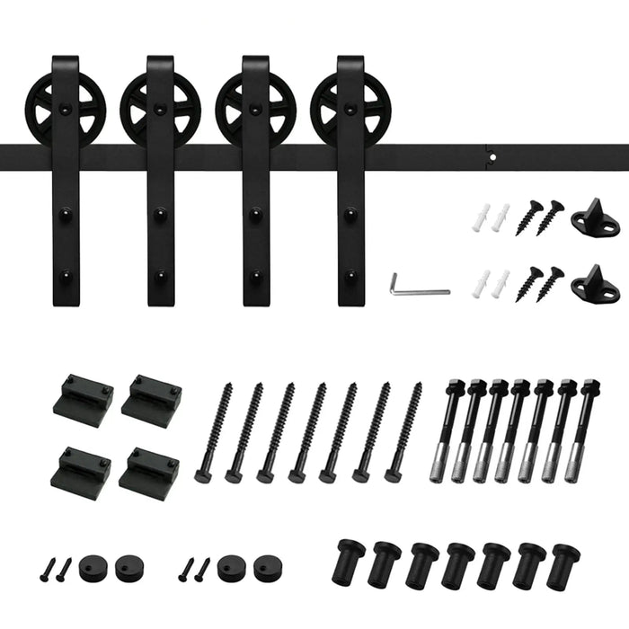 Big Spoke Wheel Roller Sliding Barn Door Hardware Kit (No Door)