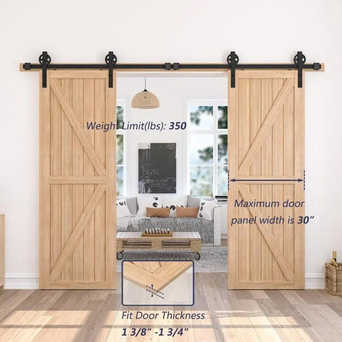 Big Spoke Wheel Roller Sliding Barn Door Hardware Kit (No Door)