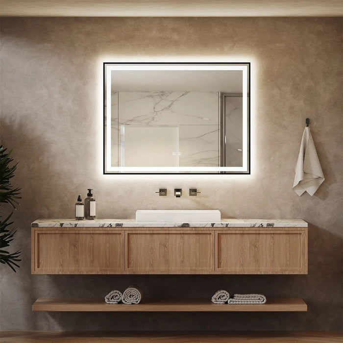 Black Aluminum Framed LED Bathroom Mirror