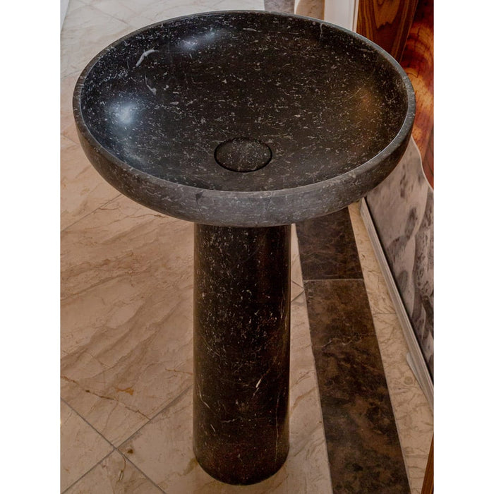 Natural Stone Black Marble Stand-alone Pedestal Sink Polished NTRVS04