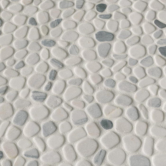 Black and White Pebbles 11.42" x 11.42" Marble Mesh-Mounted Mosaic Tile Pattern-MSI Collection