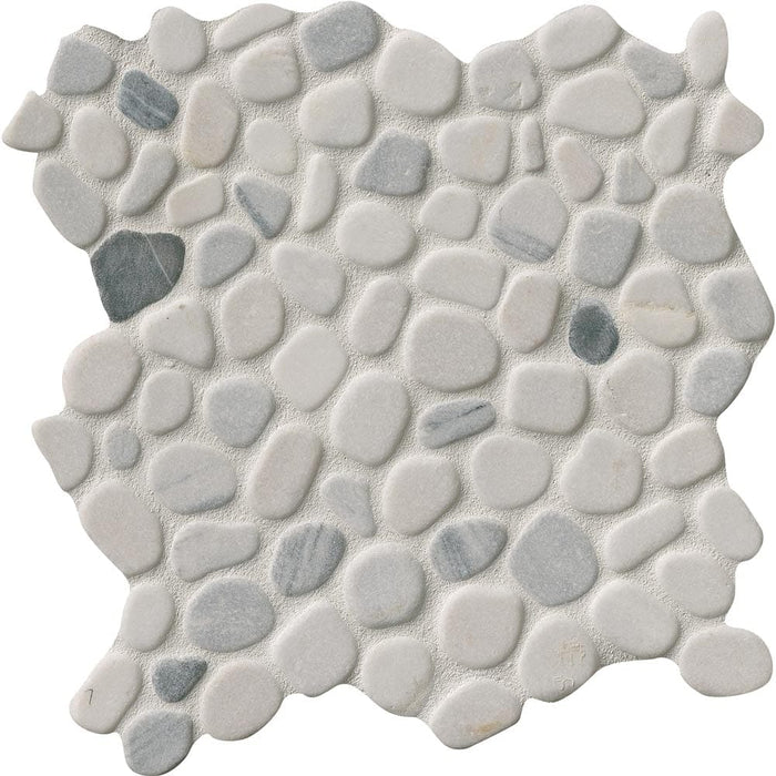 Black and White Pebbles 11.42" x 11.42" Marble Mesh-Mounted Mosaic Tile Pattern-MSI Collection