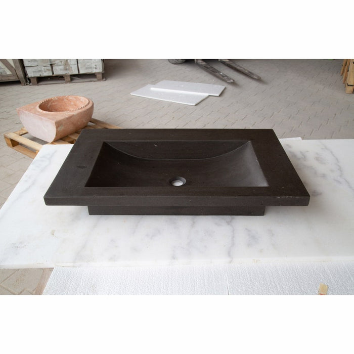 Black Andesite Natural Stone Rectangular Sink Honed/Matte DSAN01